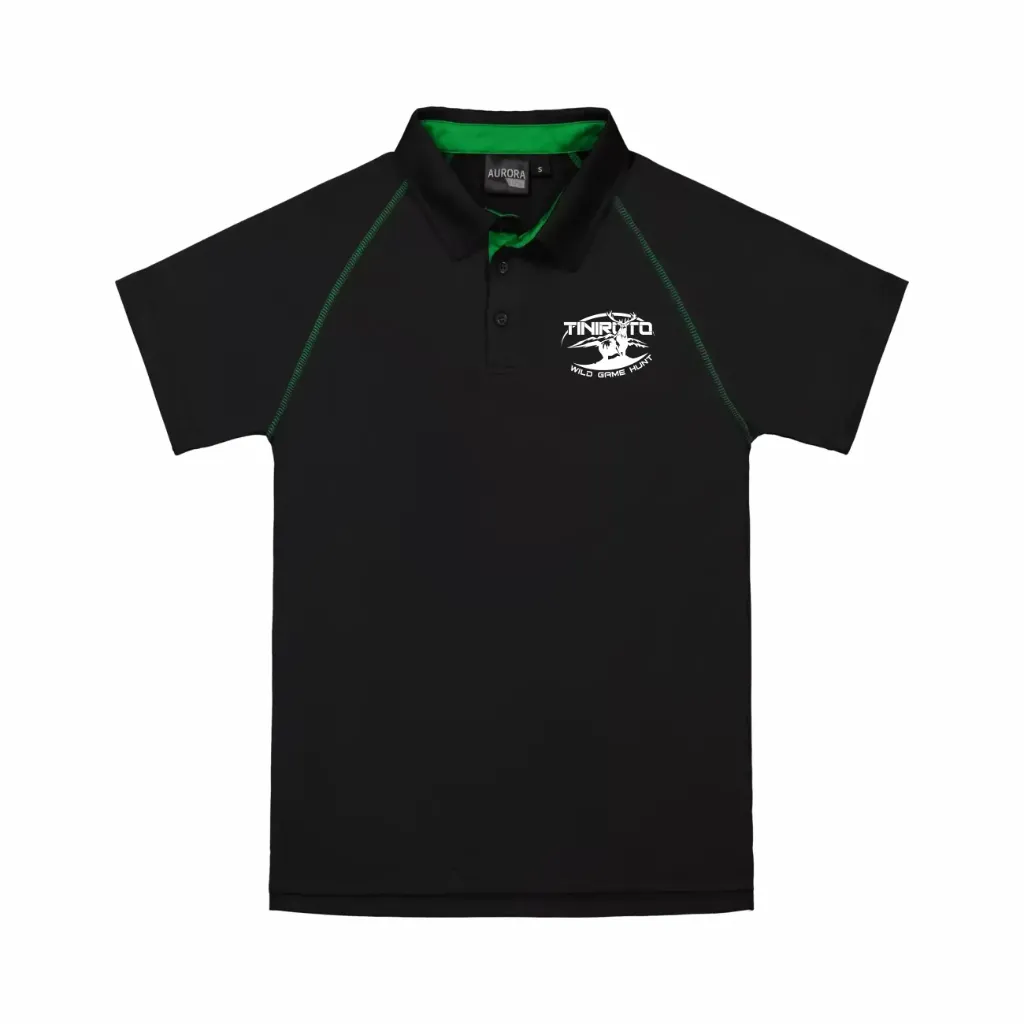 Tiniroto Wild Game Hunt - Black/Kelly Performance Polo
